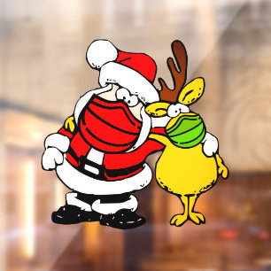 Holliday Santa Claus Reindeer Face Mask Pals Vinyl Raamsticker