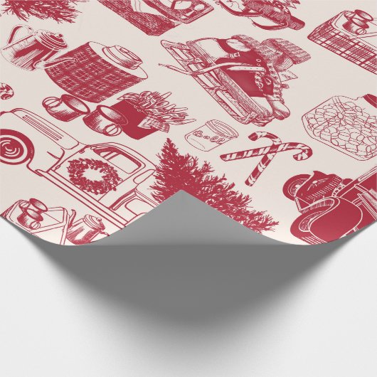 Holliday Tailgating Toile Kerst Wrapping Papier (Hoek)