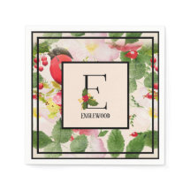 Hollie Berries Monogram Letter E Familienaam Paper
