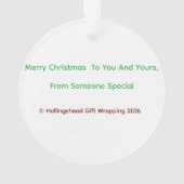 Hollingshead Cadeaupapier 2026 Kerst Ornament (achterkant)