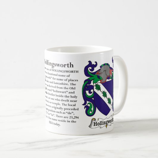 Hollingsworth Family Coat of Arms Mok (Voorkant rechts)