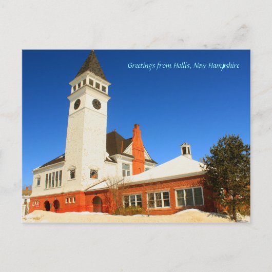 Hollis New Hampshire Town Hall Briefkaart (Voorkant)