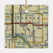 Hollis OK Retro Map Keramisch Ornament (Achterkant)