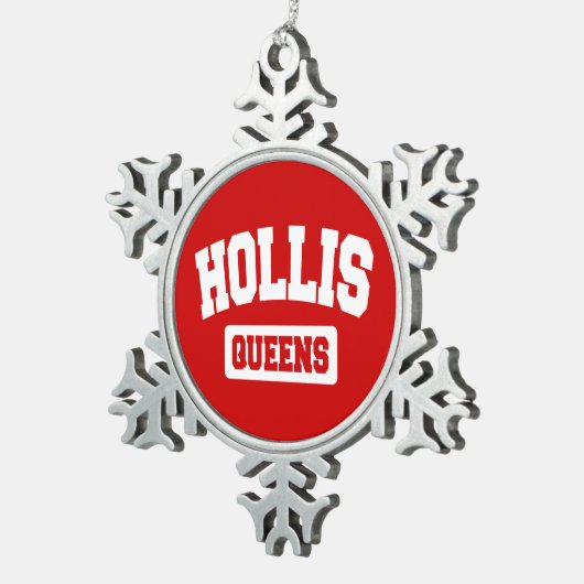 Hollis, Queens, NYC Tin Sneeuwvlok Ornament (Rechts)