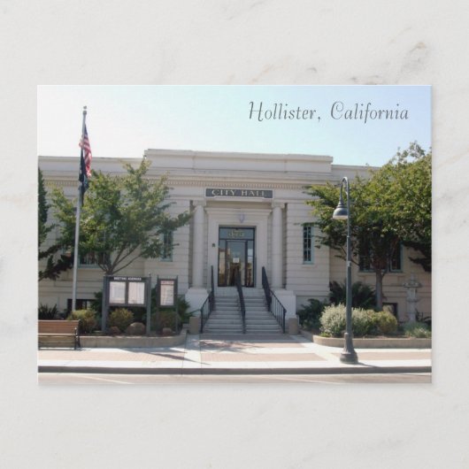 Hollister, CA City Hall Briefkaart (Voorkant)