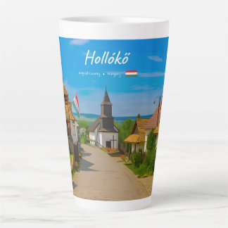 Hollókő, Hongarije - Historische dorpsstraat groot Latte Mok