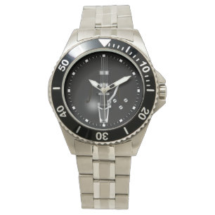 Hollow Body Black Guitar Horloge