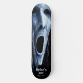 Hollow-eyed phantom witch etching on blue-black persoonlijk skateboard (Voorkant)