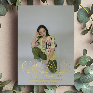 HOLLOW HOOG SCHOOL AFSTUDEERDER Gold Foil kondigin Folie Uitnodiging