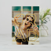 HOLLOW LINE SCHOOL AFSTUDEERDER Gold Foil Aankondi Folie Uitnodiging (Staand Voorkant)