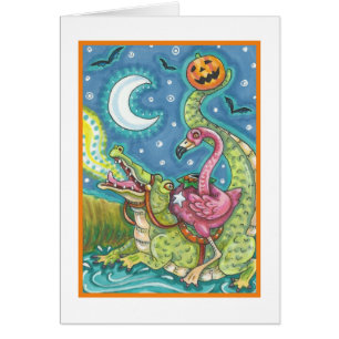 HOLLOW PINK FLAMINGO EN CROCODILE CARD, leeg