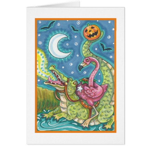 HOLLOW PINK FLAMINGO EN CROCODILE CARD, leeg (Voorkant)