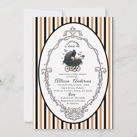 Holloween Pumpkin Little Boo Baby shower Kaart (Voorkant)