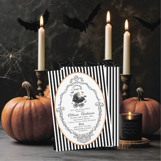 Holloween Pumpkin Little Boo Baby shower Kaart