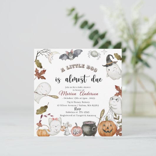 Holloween Pumpkin Little Boo Baby shower Kaart (Staand voorkant)