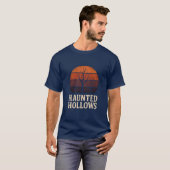 Hollows Retro Sunset Shirt, Spooky Tree Halloween T-shirt (Voorkant volledig)