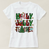 Holly A Jolly Teacher Kerstboom Verlicht Luipaard T-shirt (Design voorkant)