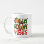 Holly A Jolly Vibes Reindeer Christmas Trees Light Koffiemok (Links)