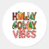 Holly A Jolly Vibes Reindeer Christmas Trees Light Ronde Sticker (Voorkant)