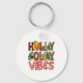 Holly A Jolly Vibes Reindeer Christmas Trees Light Sleutelhanger (Voorkant)