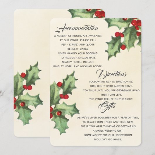 Holly Aanvullende informatie Kaart (Voorkant / Achterkant)