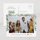 Holly Achtergrond Nieuw Wed Foto Kerstmis Feestdagenkaart (Voorkant / Achterkant)