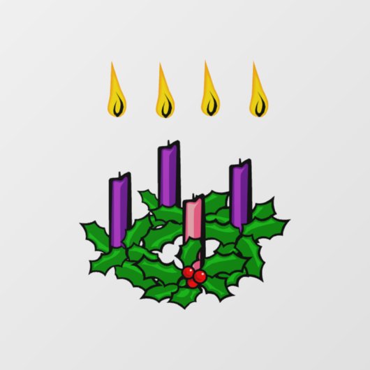 Holly Advent krans Raamsticker (Vel)