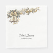 Holly and Bells Gepersonaliseerde Kerstbruiloft Servet (Voorkant)