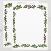 Holly and Bells Kerstbrief papier (Voorkant / Achterkant)