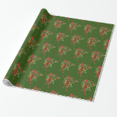 Holly and Bells kerstvakanay Wrapping Paper Cadeaupapier (Uitgerold)