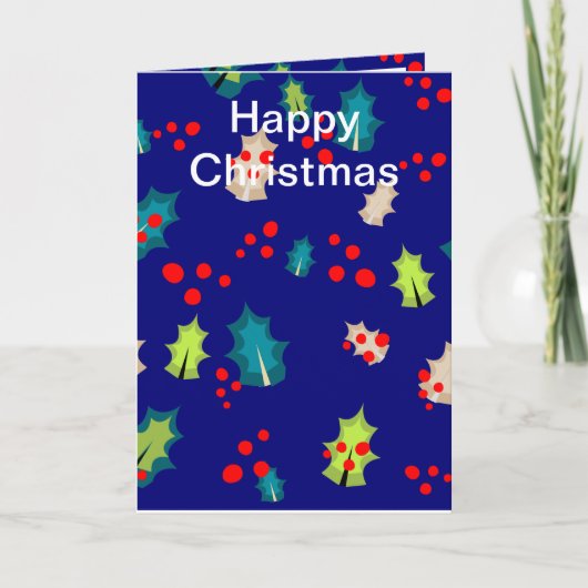 Holly and Berries Editable Kaart (Voorkant)