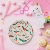 Holly and Berries Festive Holiday Papieren Bordje (Feest)