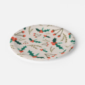 Holly and Berries Festive Holiday Papieren Bordje (Gekanteld)