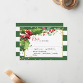 Holly and Berries Green Holiday Function RSVP-kaar Notitiekaartje (Voorkant / Achterkant in situ)