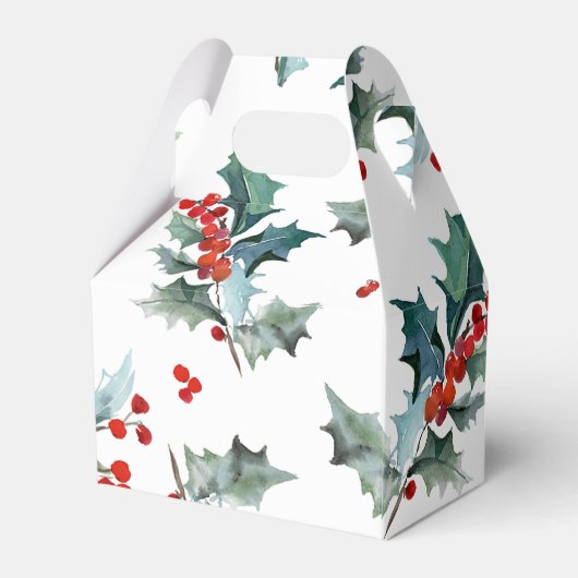 Holly and Berries Holiday Greenery Wedding Bedankdoosjes (Achterkant)