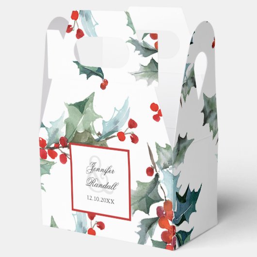 Holly and Berries Holiday Greenery Wedding Bedankdoosjes (Geopend)