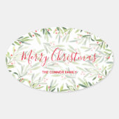 Holly and Berries Holiday Kerstmis Ovale Sticker (Voorkant)