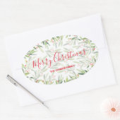 Holly and Berries Holiday Kerstmis Ovale Sticker (Envelop)