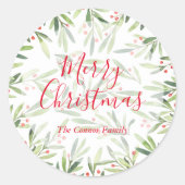 Holly and Berries Holiday Kerstmis Ronde Sticker (Voorkant)