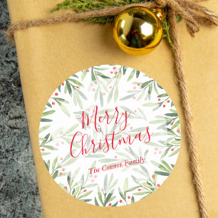 Holly and Berries Holiday Kerstmis Ronde Sticker