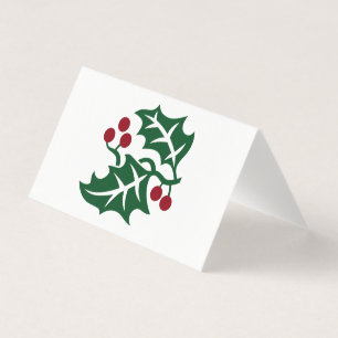 Holly and Berries Holiday Place Holder Name Tag Visitekaartje