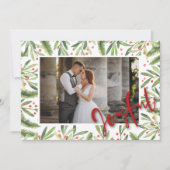 Holly and Berries Joyful-kerstfoto Feestdagenkaart (Voorkant)