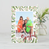 Holly and Berries Joyful-kerstfoto Feestdagenkaart (Staand voorkant)