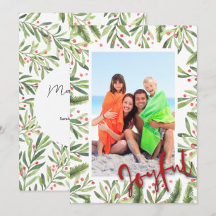 Holly and Berries Joyful-kerstfoto Feestdagenkaart