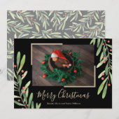 Holly and Berries kerstfoto Kaart (Voorkant / Achterkant)