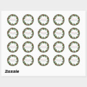 Holly and Berries Kerstvakantie retouradres Ronde Sticker (Vel)
