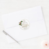 Holly and Berries Merry KerstGold Hive Honey Ronde Sticker (Envelop)