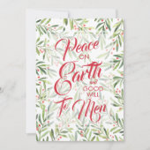 Holly and Berries Peace on Earth Kerstmis Feestdagenkaart (Voorkant)