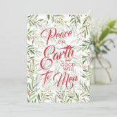 Holly and Berries Peace on Earth Kerstmis Feestdagenkaart (Staand voorkant)