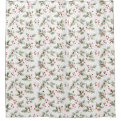 Holly and Berries Watercolor Douchegordijn (Voorkant)